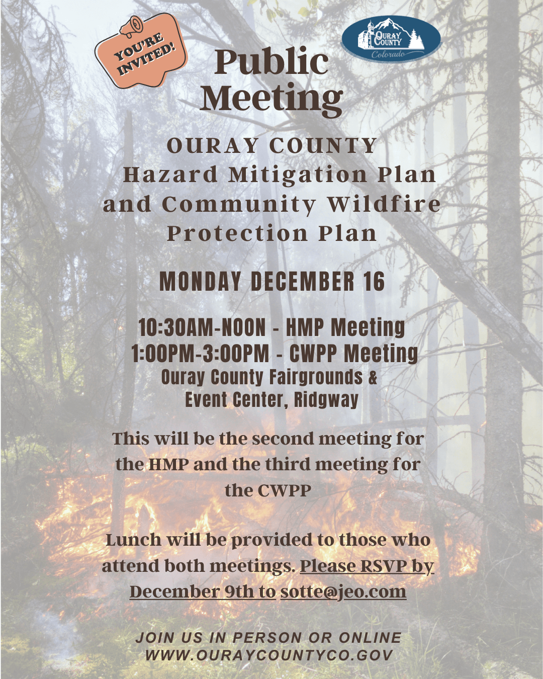 Public Meeting for Hazard Mitigation Plan and Colorado Wildfire Protection Plan Dec 16 at 10:30am