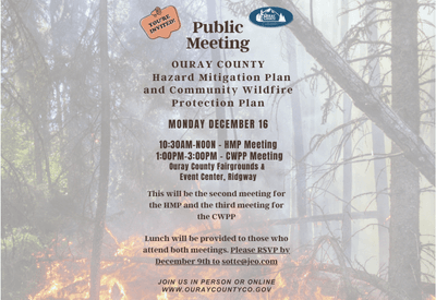 Public Meeting for Hazard Mitigation Plan and Colorado Wildfire Protection Plan Dec 16 at 10:30am