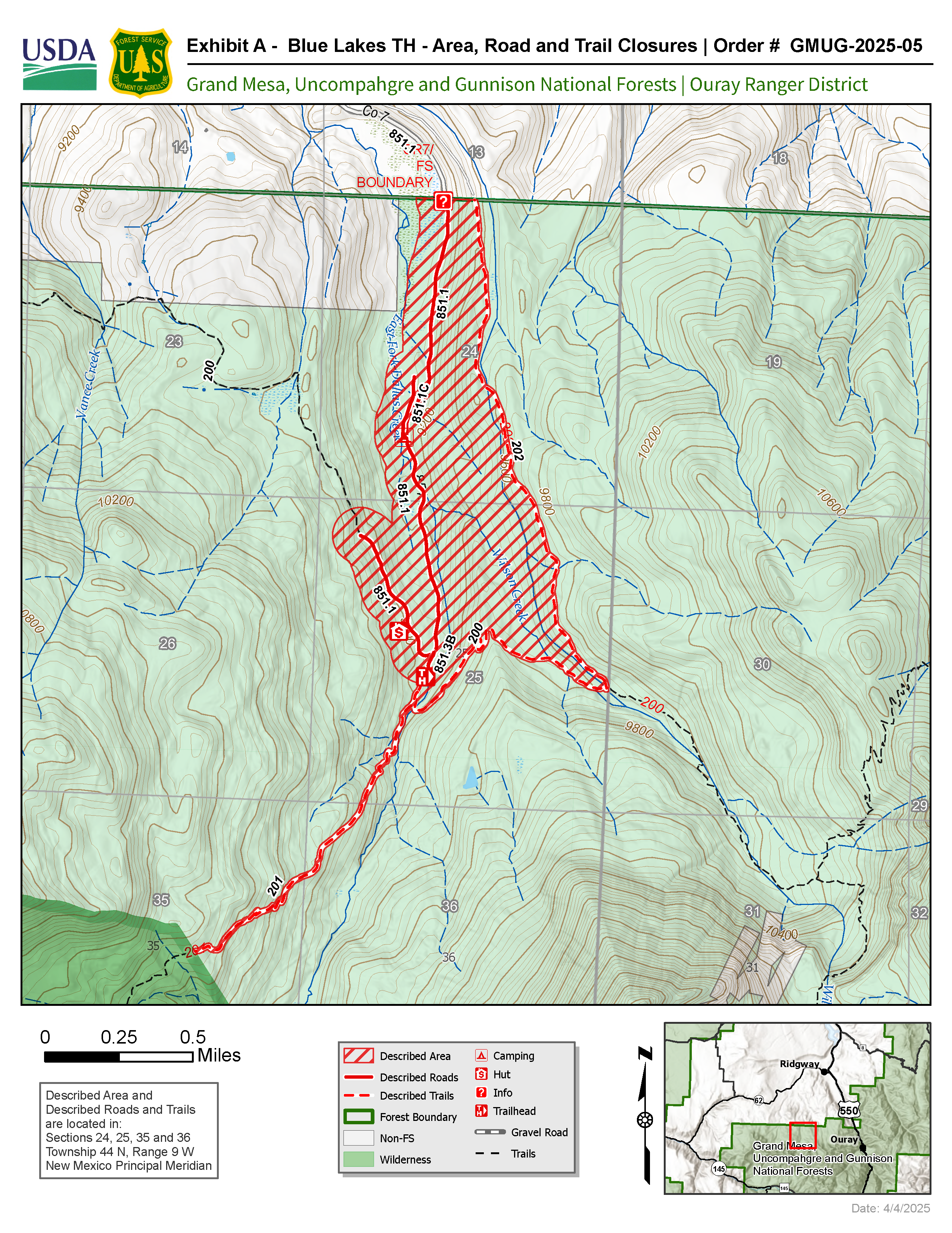 Map_BlueLakesTrailhead_Closure_GMUG National Forests_05_01_25