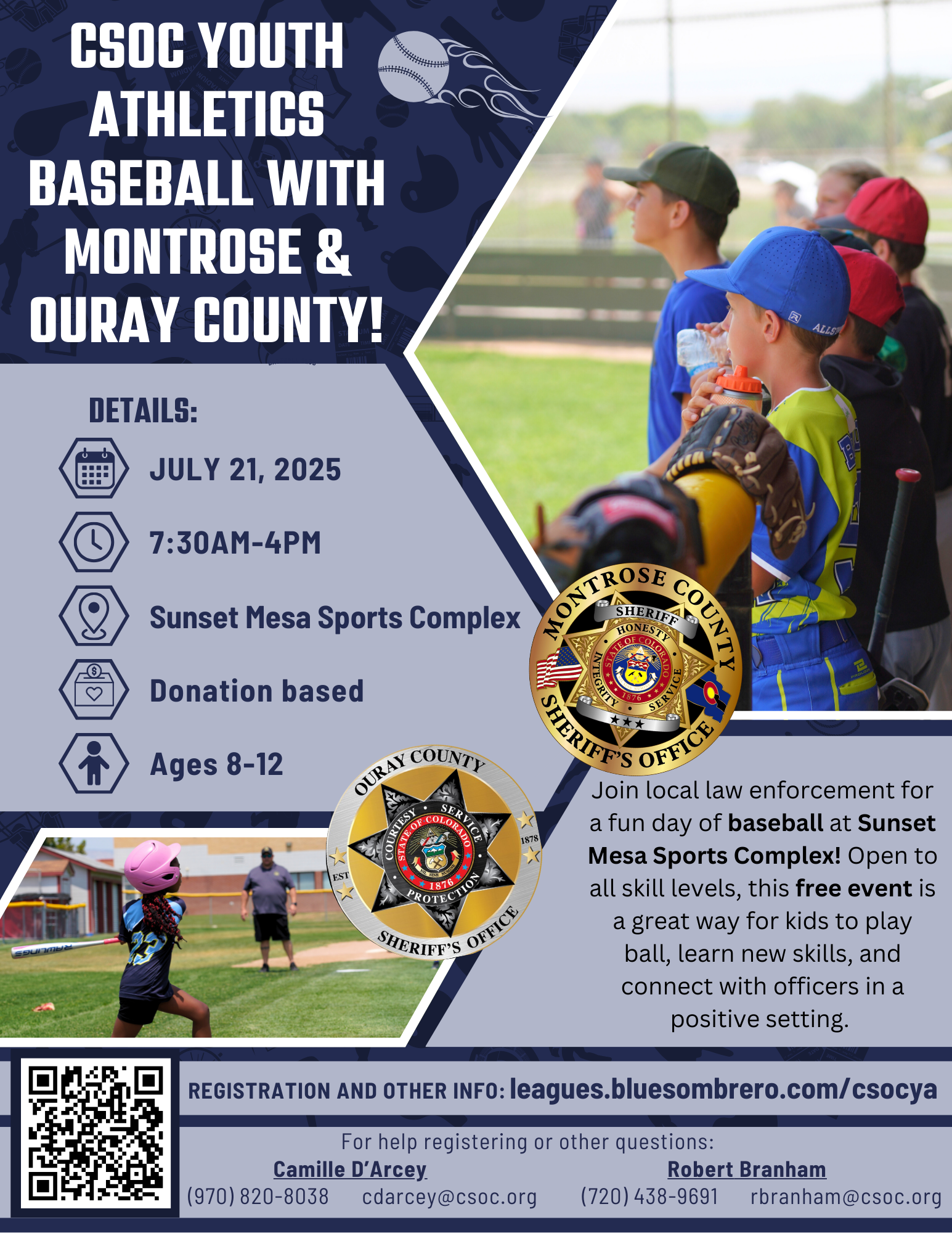 Flyer: Sheriff's Office Baseball Camp July 21